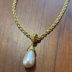 Vintage Premier Designs 18k Gold Chain with Pearl Drop Necklace